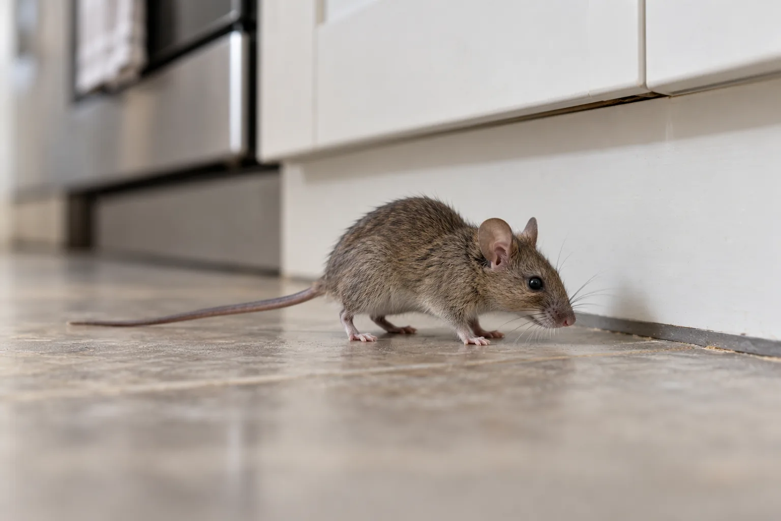 Muis langs een keukenplint